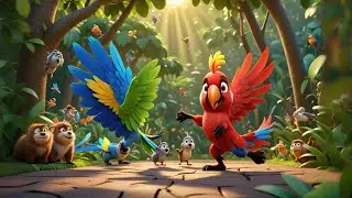 Three Giggly Parrots Say Hello | Colorful Jungle Song | Nursery Rhymes and Kids Songs