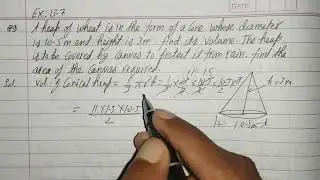 A heap of wheat is in the form of a cone whose diameter is 10.5 m and height is 3 m Class 9