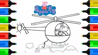 Coloring Peppa Pig Miss Rabbit&rsquo;s Helicopter.| Peppa Pig Coloring Page.