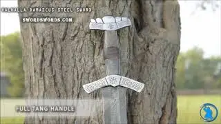 Full Tang Valhalla Rising Damascus Steel Sword - SwordsSwords