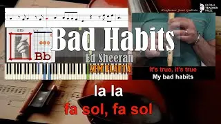 Bad Habits Ed Sheeran Karaoke Notas Flauta Acordes Piano Guitarra Educacao Musical Jose Galvao SVG