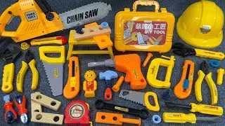 8 Minutes Satisfying with Unboxing Electric Saw Playset, Yellow Carpentry work tools | Toy Review  