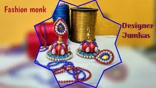 How To Make Designer Earrings | DIY Earrings |  Silk Thread Jumkas using donut Making Tutorial