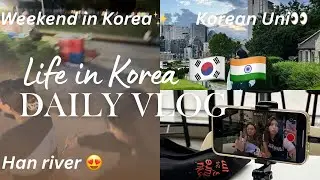 Day in my life in Korea🇰🇷🇮🇳 Han river cycling 🚴 Indian food 😋 Uni tour? #lifeinkorea #southkorea 