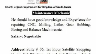 Mechanical Maintenance Technician Jobs in Saudi Arabia  | Abdul Ghaffar and Sons Overseas Employment