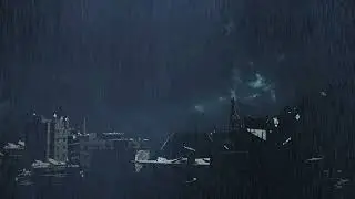 apocalyptic ruined city in heavy rain at night | No Copyright Video, Background, Green Screen,