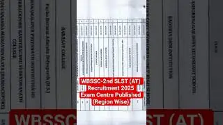 WBSSC-2nd SLST (AT) Recruitment 2025 Exam Centre Published (Region Wise) 🔥🔥|| #wbssc #slst #2025
