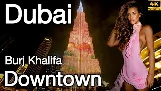 Dubai Downtown Night Walk 🇦🇪 Burj Khalifa Light Show, Dubai Fountain! [ 4K ] Walking Tour