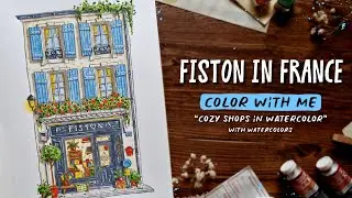 Fiston shop in France Coloring Page | Cozy Shops in Watercolor