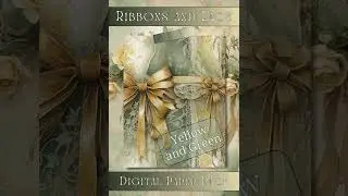 Floral Yellow and Green Ribbons and Lace Digital Paper Pack #papercrafts #digitalpaper