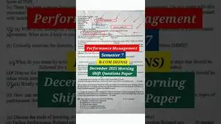 Performance Management Question Paper | BCOM Courses | Semester 7 DU SOL | December 2025 | #dusolexm