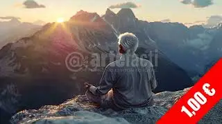 Man Meditating on Mountain Peak at Sunrise &mdash; Mindfulness HD Stock Video