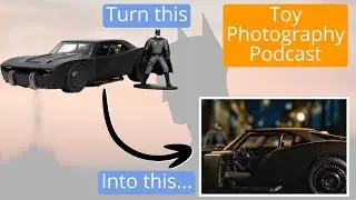 Batman toy car with smartphone and macro lens - Toy Photography Podcast