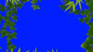 Tropical Green Leaves Frame with Blue Background &ndash; Nature Template