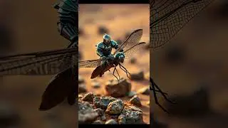 🏹✨ Tiny Samurai Rides a Dragonfly in a Desert Adventure | Hyper-Realistic Macro Fantasy Art #shorts
