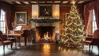 🎄Manor House Relaxing Christmas Jazz Instrumental Music 🎅 Warm Fireplace Crackling Cozy Ambience 🎄