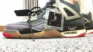 First Look:Off White x Air Jordan 4 Retro Bred HD On Feet