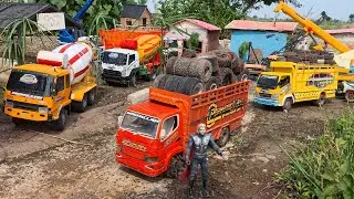 Mobil Truk Muatan Berat Isuzu NMR Terguling Jembatan Rc Handmade Canter Fuso Oleng Melewati Tanjakan