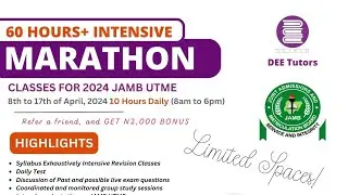 DEE Tutors 60-HOUR PLUS MARATHON CLASSES FOR 2024 JAMB UTME #jamb #deetutors #marathonclasses