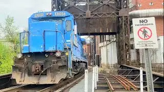 Ohio Central Railroad Conrail Super 7's Crossing Muskingum River