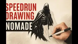 Speed Run Drawing &ndash; Il Nomade | Disegno a mano bianco e nero (Live su Twitch)