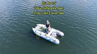 Dji Air 3S Drone chasing the Tobin Inflatable boat in Silver Lake Everett Washington. #lake #drone