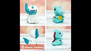 Absol & Totodile Pokemon Miniatures Custom Handmade for Wedding Cake Toppers | Jessichu Creations