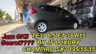 GANTI VELG JAZZ GK5 KE TE37 6.5 ET 38 R15 BAN CHAMPIRO SX2 195/55/15