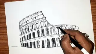 How to draw Roman colosseum step by step |