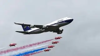 BA centenary BOAC Boeing 747 & Red Arrows flypast. RIAT 20/07/19