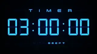 3 Hour Countdown Timer ⏱ Digital Blue Clock with Beeps 💙