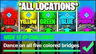 Dance on ALL FIVE colored bridges in a single match Locations (Fortnite XP Xtravaganza Week 3)