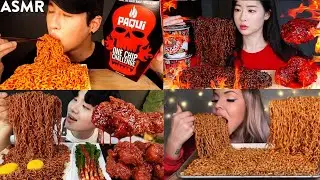 ASMR MUKBANG | SPICY FRIED CHICKEN & NUCLEAR FIRE NOODLES | EATING SOUND