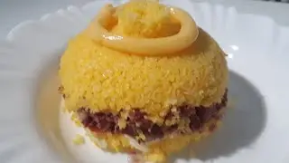 DELICIA DO NORDESTE, CUSCUZ COM CHARQUE E QUEIJO COALHO.