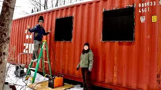 Welding Angle IRON Window Frames in Our OFF-GRID Shipping Container Cabin in the Woods