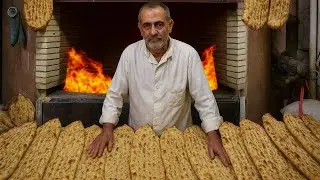 Watch This Dough Turn Into Tasty Bread! | Iranian Sangak Bread Baking