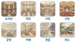 [5min K-words] library / school / market / theater / airport / cafe / subway / bus