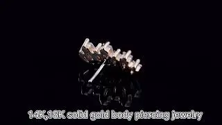 EternalMetal 14Kt Solid Gold Baguette Cluster Cubic Zircon Top with pin!