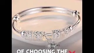 Sterling Silver Floral Ball Charm Bangle Bracelet