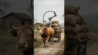 Futuristic Farming: Robotic Whip Drives Ox Cart