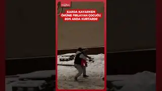 Karda kayan bir gen&ccedil; aniden &ouml;n&uuml;ne &ccedil;ıkan &ccedil;ocuğu son anda b&ouml;yle kurtardı #shorts #keşfet #kar #&ccedil;ocuk