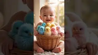 cute child with colorful chicks 🐥🐣 satisfaction 4k #cutebaby #cute #funny#satisfying #cartoon chicks