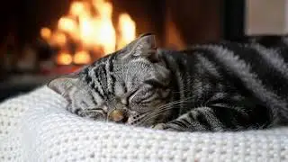Cat Emotional Healing Music 432Hz 😺 Soft Fireplace Ambience For Comfort, Calm, And Deep Rest