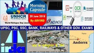 #20 June 2018 [Morning Capsule] Current Affairs, PIB & GS For PSC, SI, SCC, Police- By Arvind