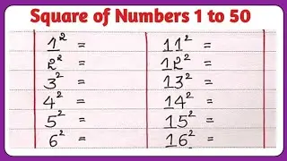 Square of Numbers | Square of 1-50 | Square 1 se 50 tak