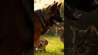 Backyard Showdown Dog Protects Puppy from Cat Attack