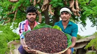 Village Style Kambu Porridge with Roasted Tamarind Seeds | Traditional Food in Our Village