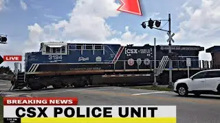 Rare Train at Old Railroad Crossing in Miami International Airport