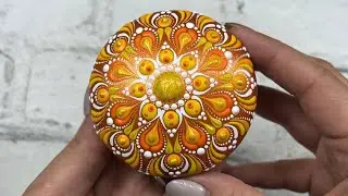 Orange & Yellow Mandala Stone Painting | Step by Step Tutorial | Relaxing Art