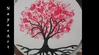 Easy Tree Painting using Earbuds | Earbud painting | nayas art